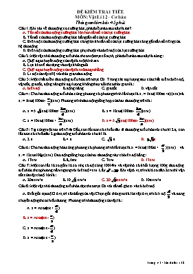 Đề kiểm tra 1 tiết môn Vật lý 12 - Đề 3 (Cơ bản) (Kèm đáp án)